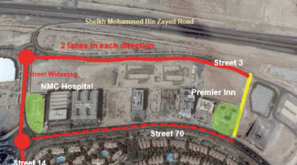 Road diversions at Dubai Investment Park 