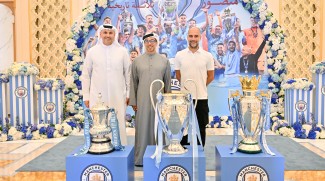Manchester City FC Present Trophies To Sheikh Mansour