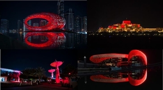 Landmarks Across The UAE Go Red For The Hope Probe