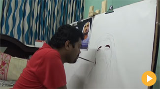 WATCH: Artist paints portrait of Sheikh Mohammed with his mouth!