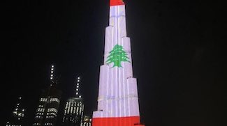 Burj Khalifa Lights Up With Lebanese Flag