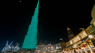 World Tallest Building Lit Up Green