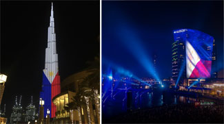 Dubai Landmarks Go Red, White and Blue