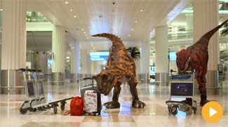 Watch: Dinosaurs surprise passengers at Dubai International Airport