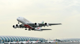 First Refitted Emirates A380 Takes Off