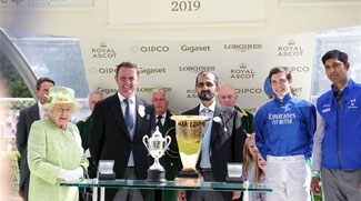 Sheikh Mohammed Bin Rashid Receives Trophy From Queen Elizabeth II On Historic Royal Ascot Win